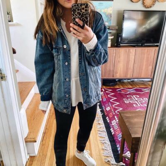 wild fable Jackets & Blazers - Oversized blue distressed jean jacket